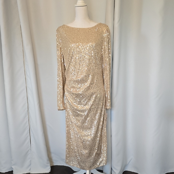 Elegant Gold Sequin Dress - Picture 1 of 6